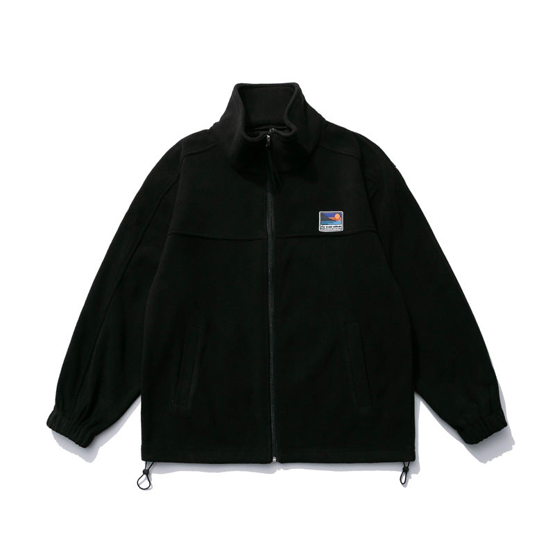 Stand Collar Zip Fleece Jacket — Relaxed Fit