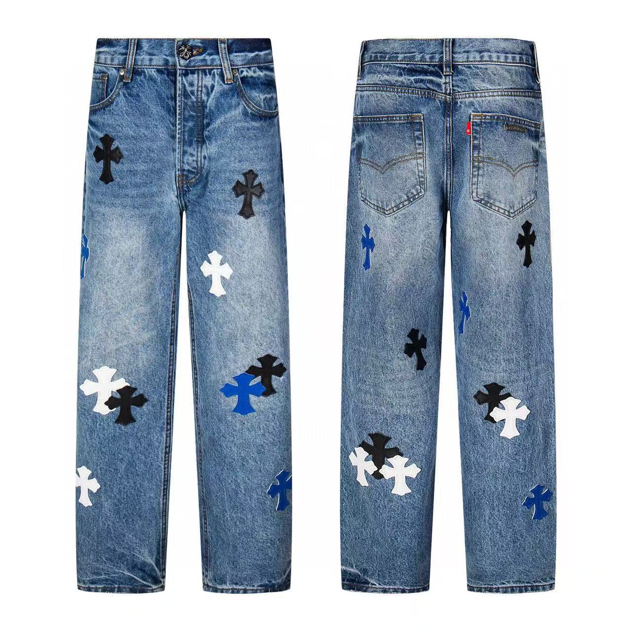 Chrome Cross Label Washed Jeans — Couple Loose Fit