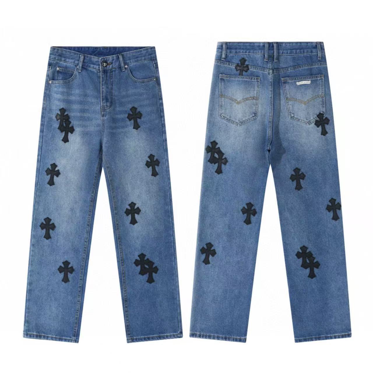 Chrome Cross Label Washed Jeans — Couple Loose Fit