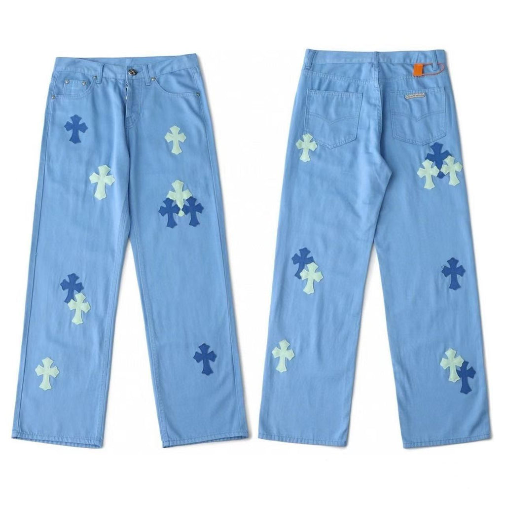 Chrome Cross Label Washed Jeans — Couple Loose Fit