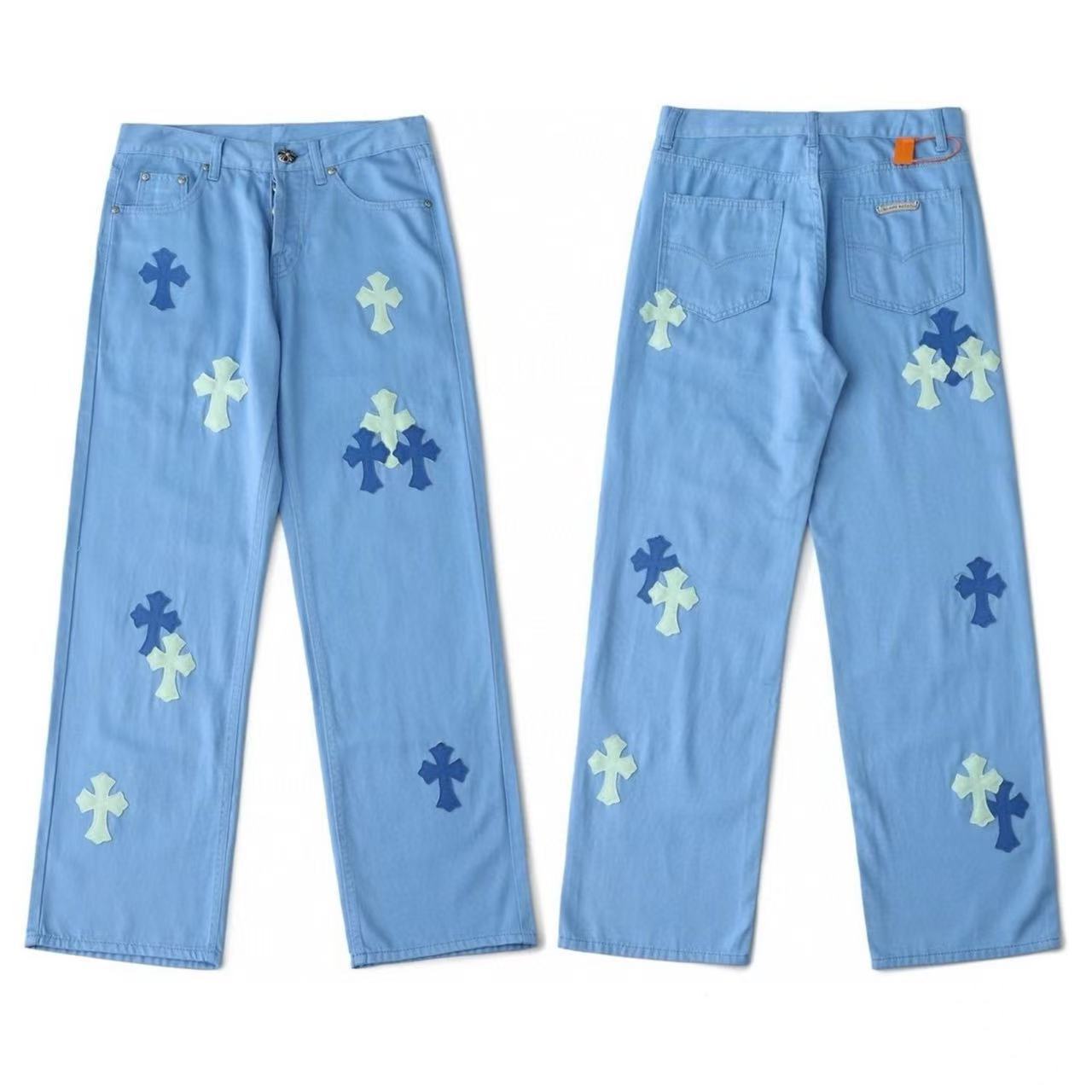 Chrome Cross Label Washed Jeans — Couple Loose Fit