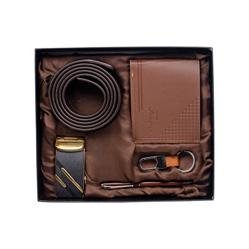 Men's Business Gift Set — Wallet, Belt, Keychain & Pen