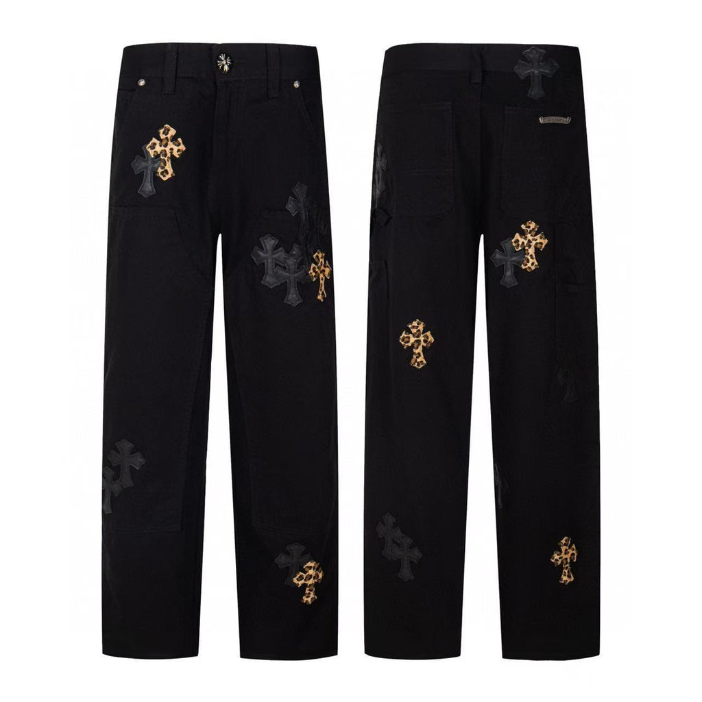 Chrome Cross Label Washed Jeans — Couple Loose Fit
