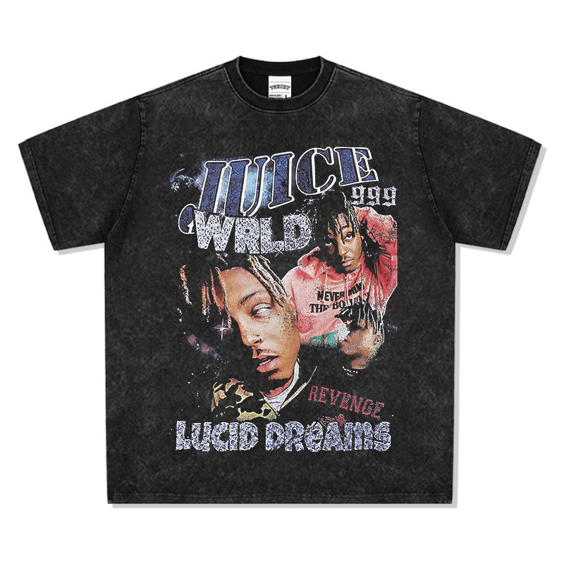 Juice WRLD Rap Graphic Tee — Washed Oversized