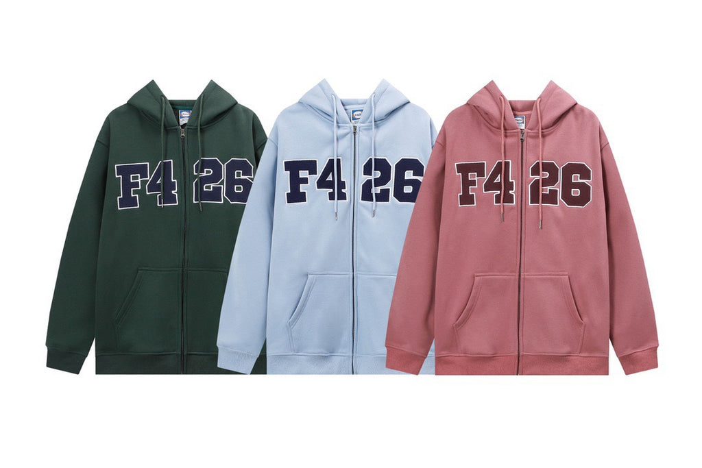 Embroidered Zip Hoodie