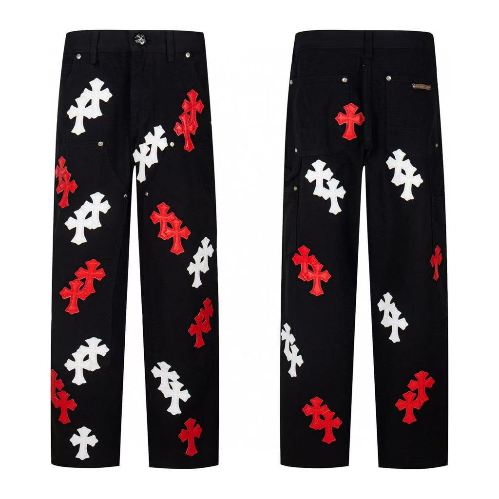 Chrome Cross Label Washed Jeans — Couple Loose Fit