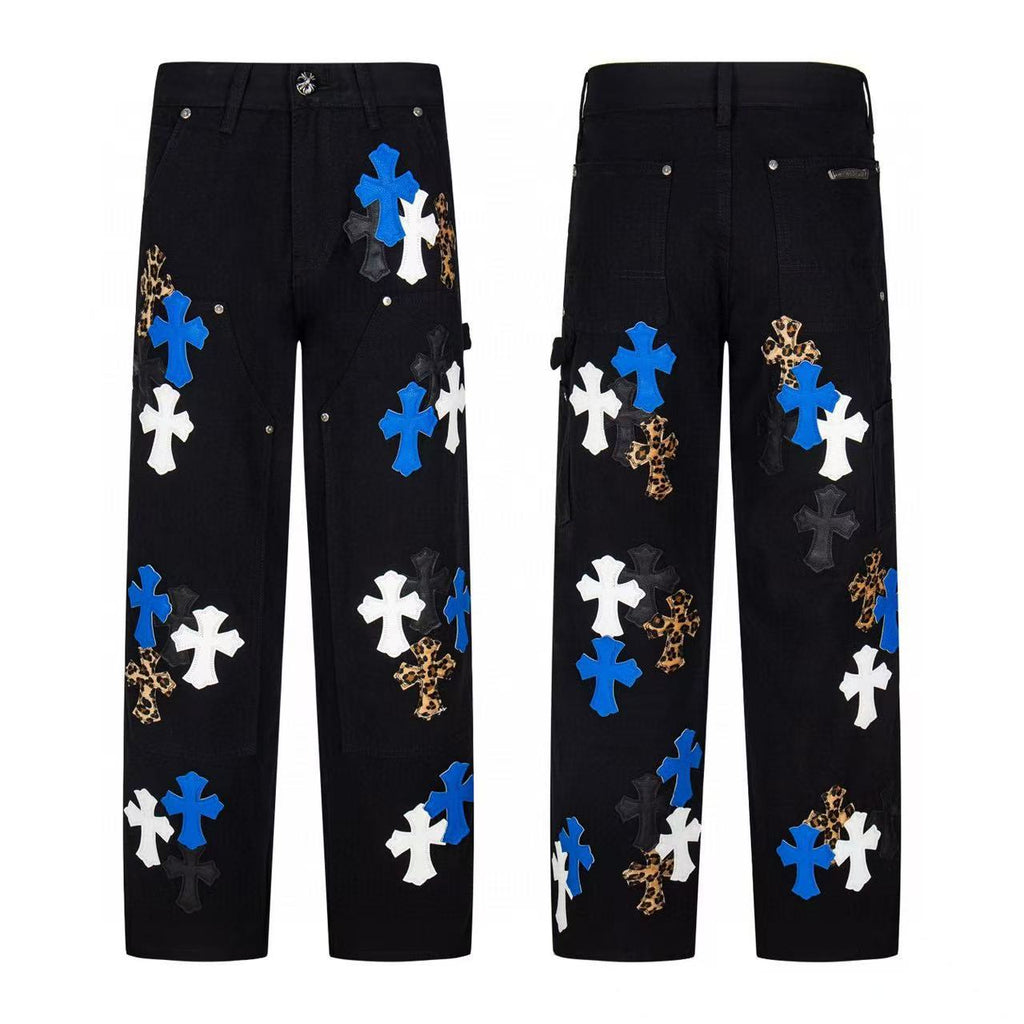 Chrome Cross Label Washed Jeans — Couple Loose Fit