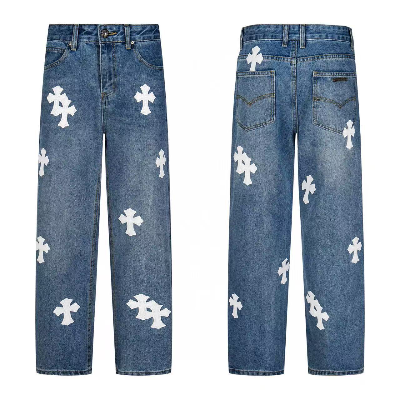 Chrome Cross Label Washed Jeans — Couple Loose Fit