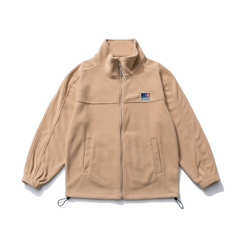 Stand Collar Zip Fleece Jacket — Relaxed Fit