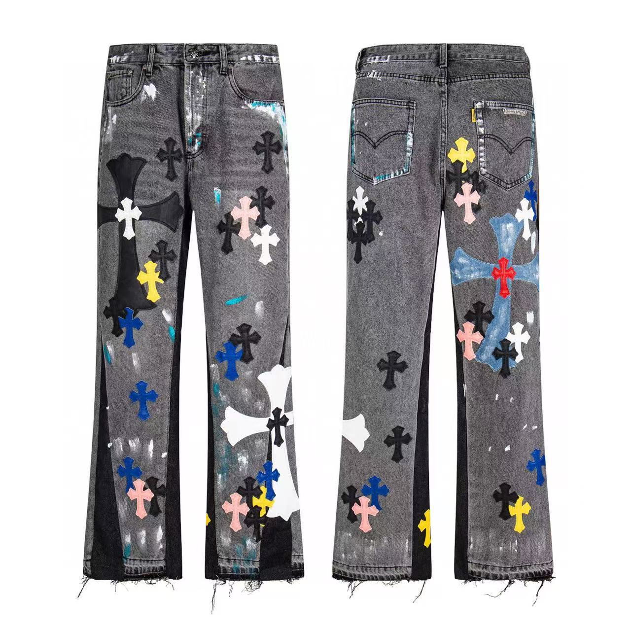 Chrome Cross Label Washed Jeans — Couple Loose Fit