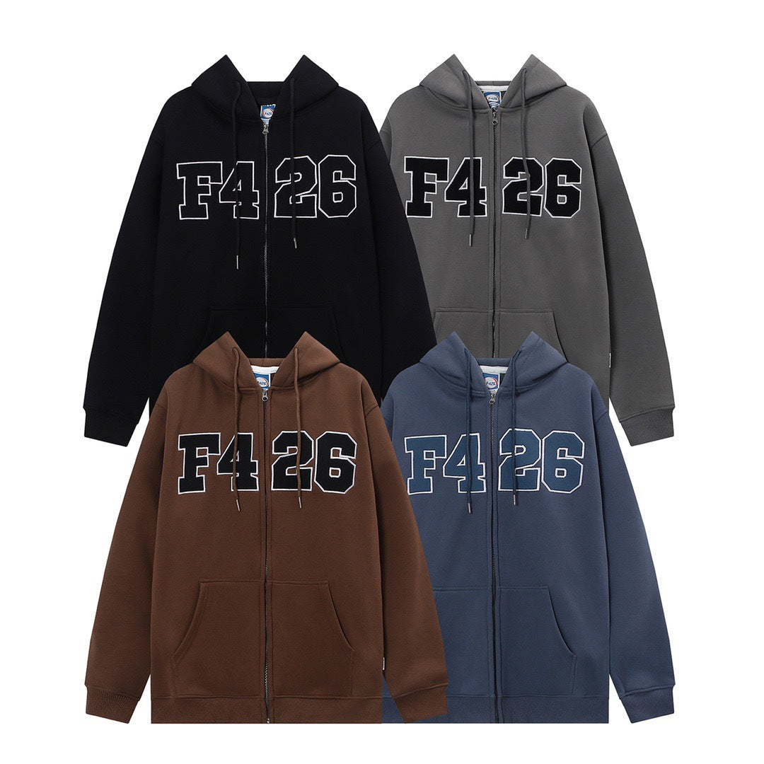 Embroidered Zip Hoodie