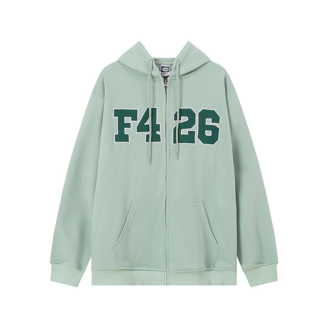 Embroidered Zip Hoodie
