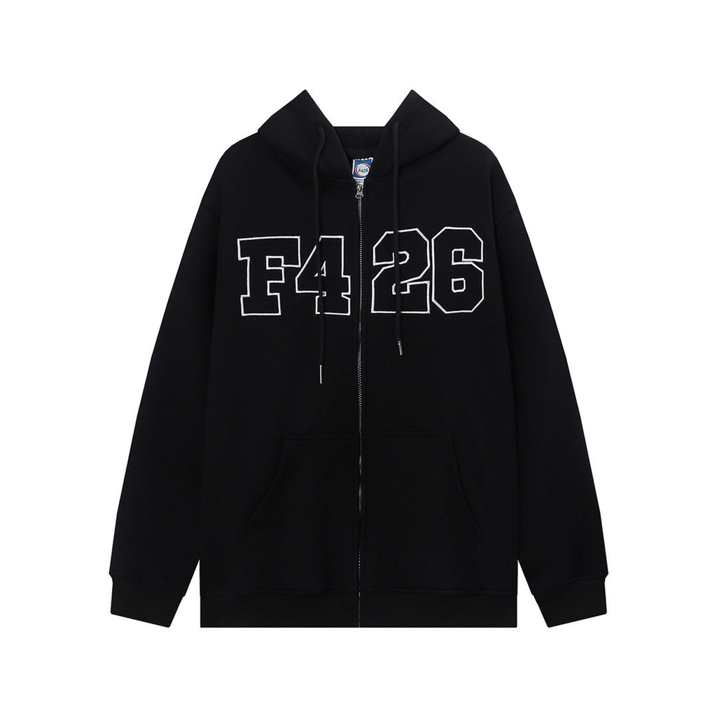 Embroidered Zip Hoodie