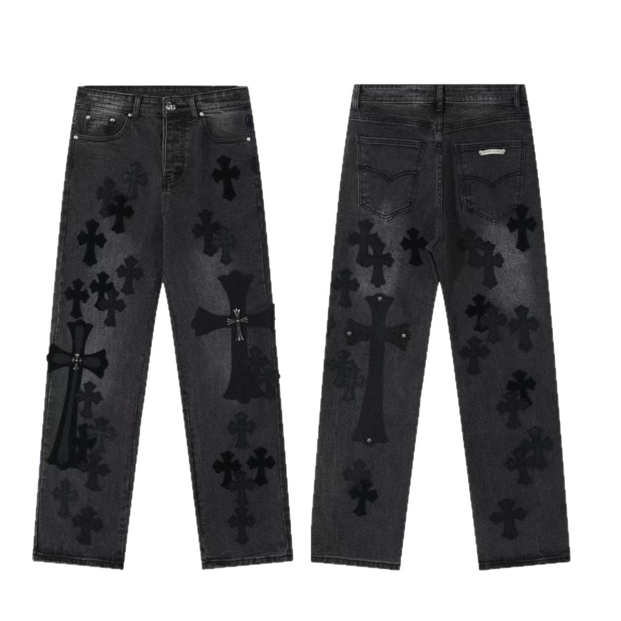 Chrome Cross Label Washed Jeans — Couple Loose Fit