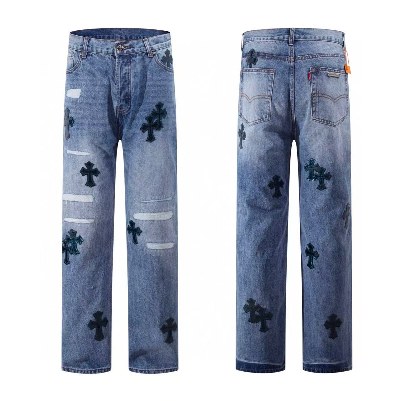 Chrome Cross Label Washed Jeans — Couple Loose Fit