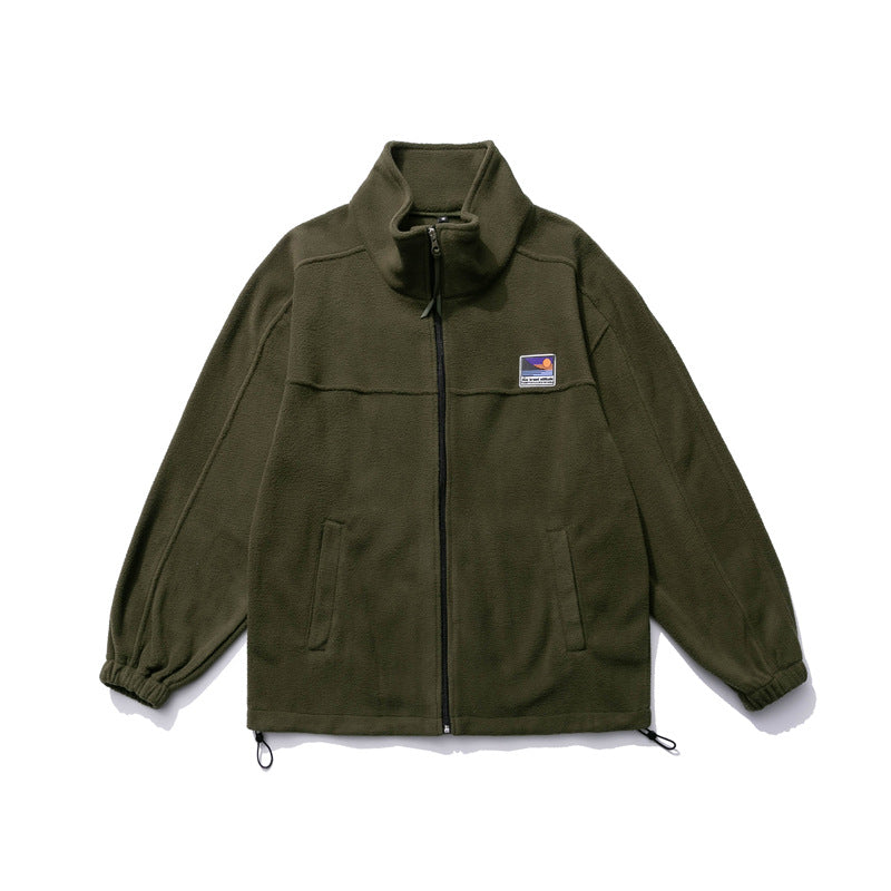 Stand Collar Zip Fleece Jacket — Relaxed Fit
