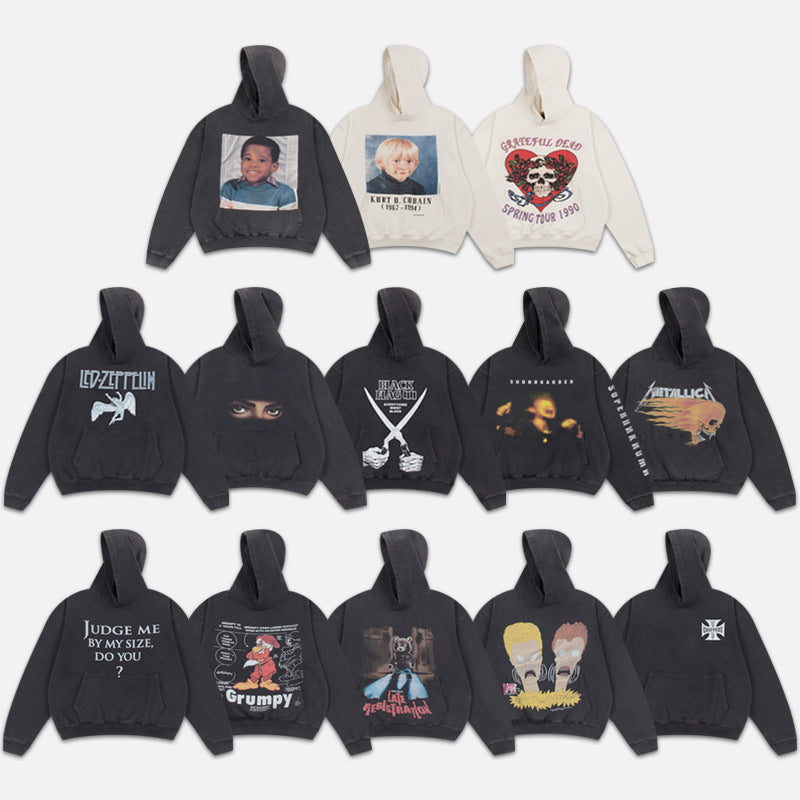 Cohen Portrait Washed Hoodie — Oversized Fit