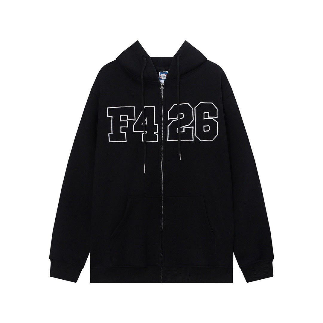 Embroidered Zip Hoodie