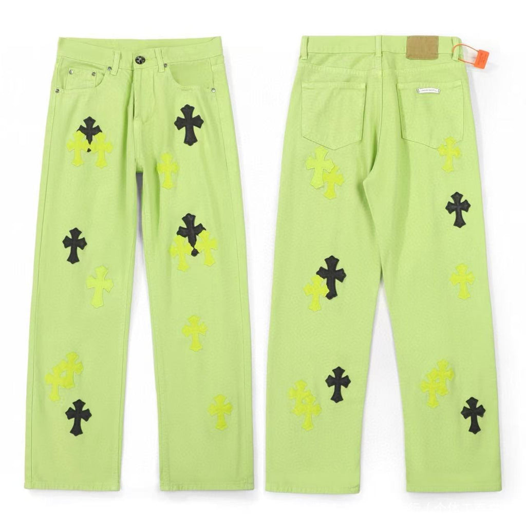Chrome Cross Label Washed Jeans — Couple Loose Fit