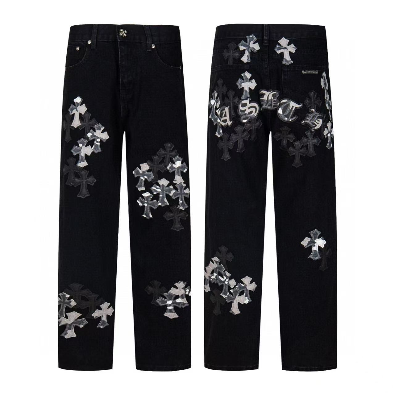 Chrome Cross Label Washed Jeans — Couple Loose Fit