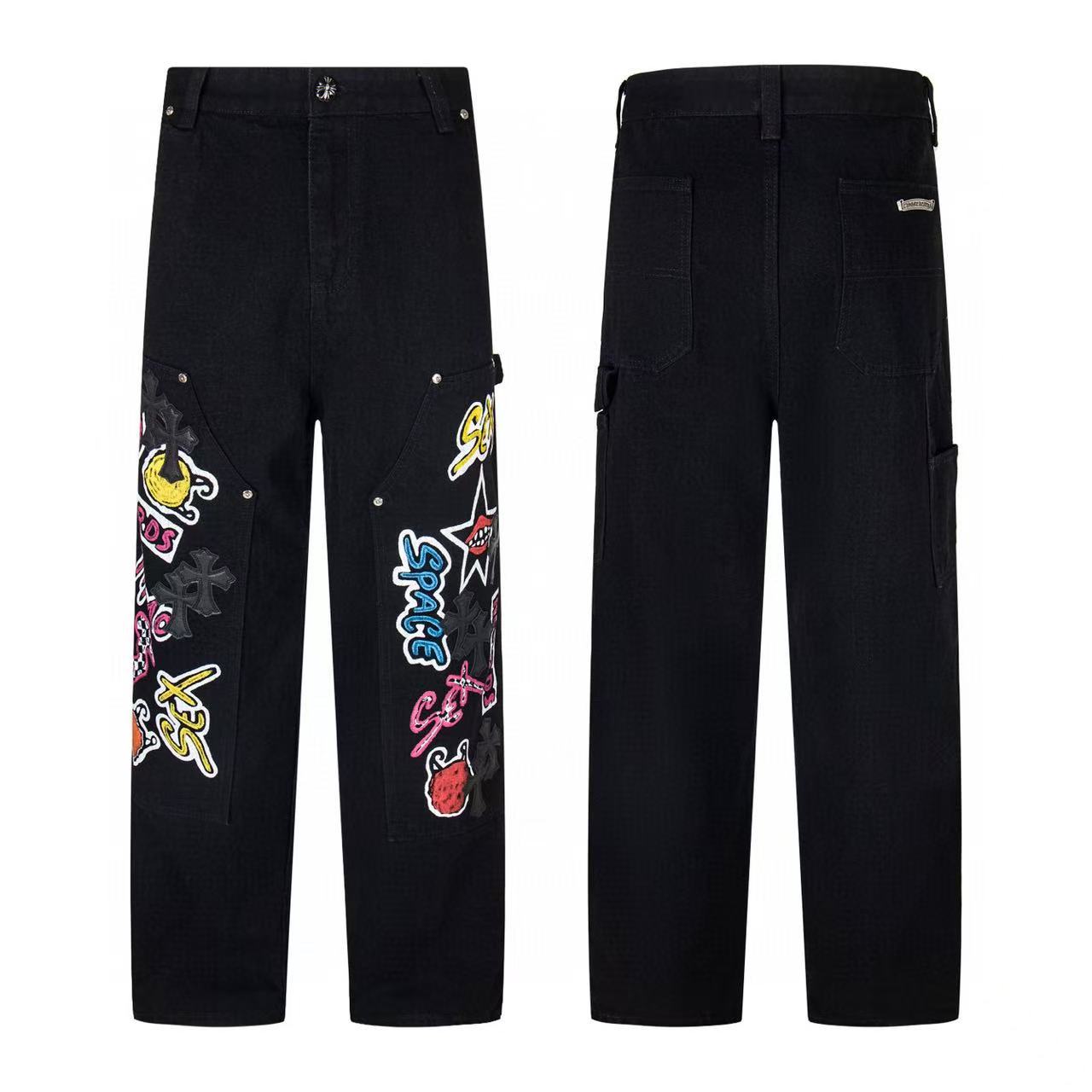 Chrome Cross Label Washed Jeans — Couple Loose Fit
