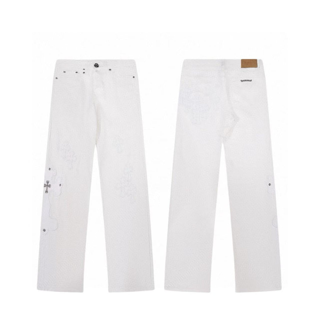 Chrome Cross Label Washed Jeans — Couple Loose Fit