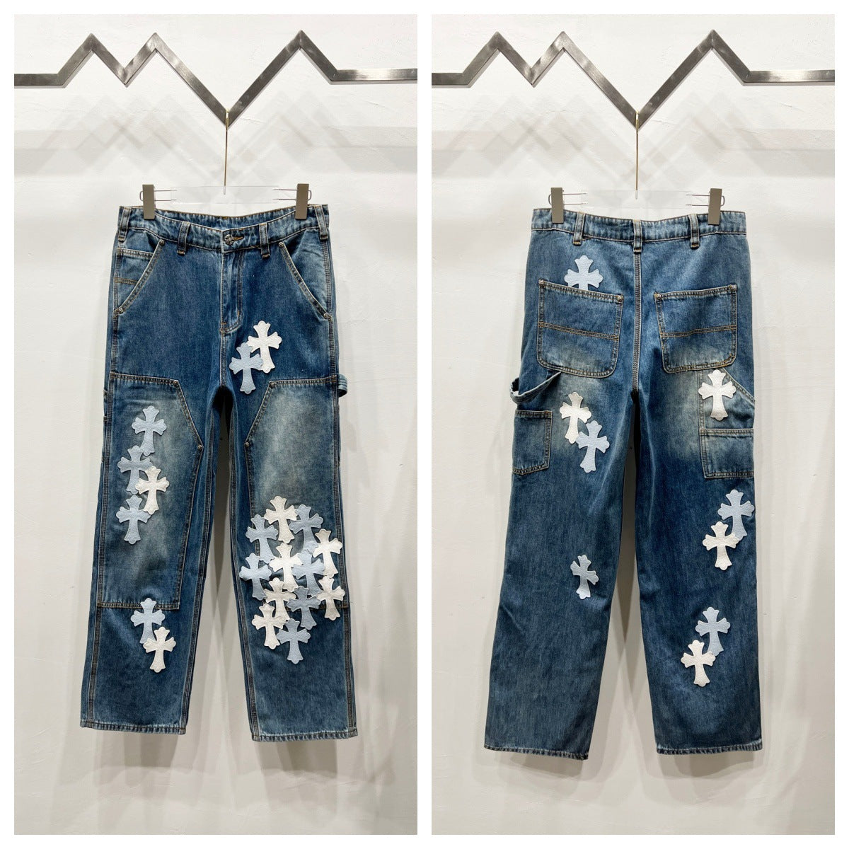 CH Cross Patchwork Jeans — Unisex American Loose Fit