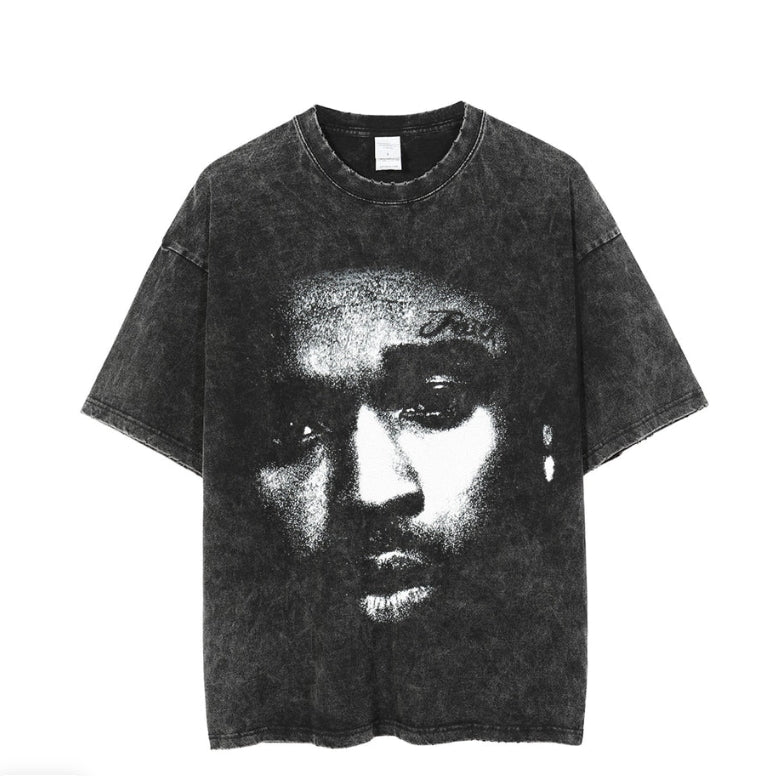 Irving Retro Print Washed Tee — Heavy Oversized